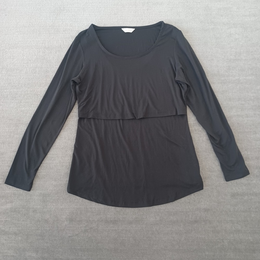 Kindred Bravely Womens Large Black Long Sleeve Nursing Top Breastfeeding Stretch